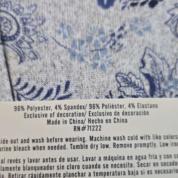 Lucky Brand Gray and Blue Floral 4 Pieces Pajama Set - Picture 5 of 6